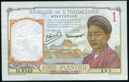 465 на банкноте Французского Индокитая достоинством 1 пиастр