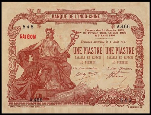 466 на банкноте Французского Индо Китая (выпуск Сайгона 1891 года) достоинством 1 пиастр