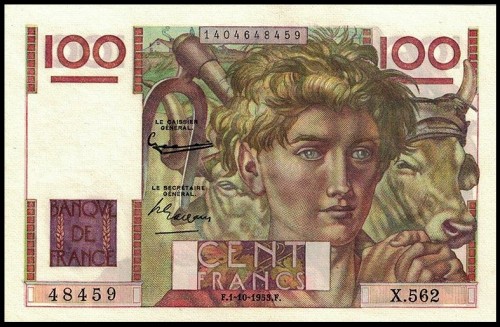 562 на банкноте Франции 1953 года достоинством 100 франков