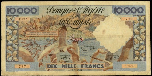 727 на банкноте Алжира 1956 года достоинством 10000 франков