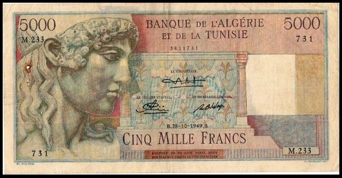 731 на банкноте Алжира 1949 года достоинством 5000 франков