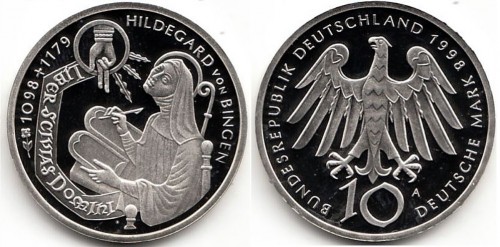 1179 на памятной монете Германии 1998 года, посвященной 900 летию Хильдегарды Бингенской