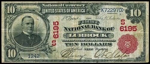 1242 на банкноте США 1902 года достоинством 10 долларов