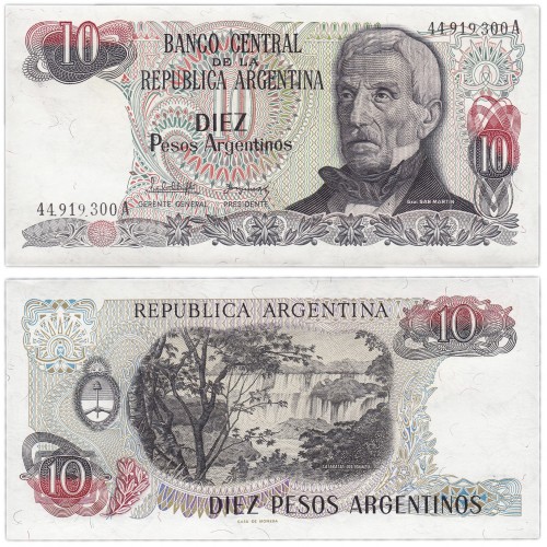 Аргентина 10 песо 1983 110р