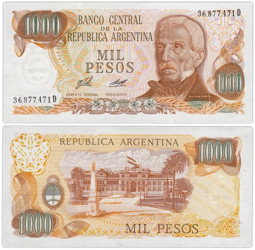 Аргентина 1000 песо 1977 1982 150р