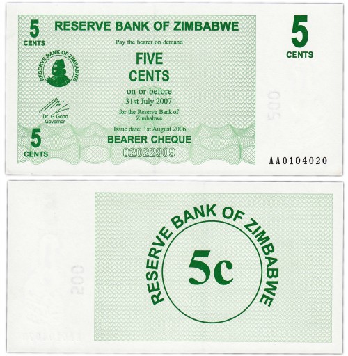 Зимбабве 5 центов 2006 200р