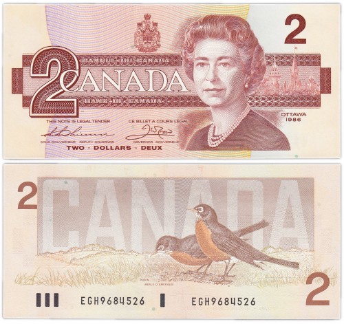 Канада 2 доллара 1989 760р