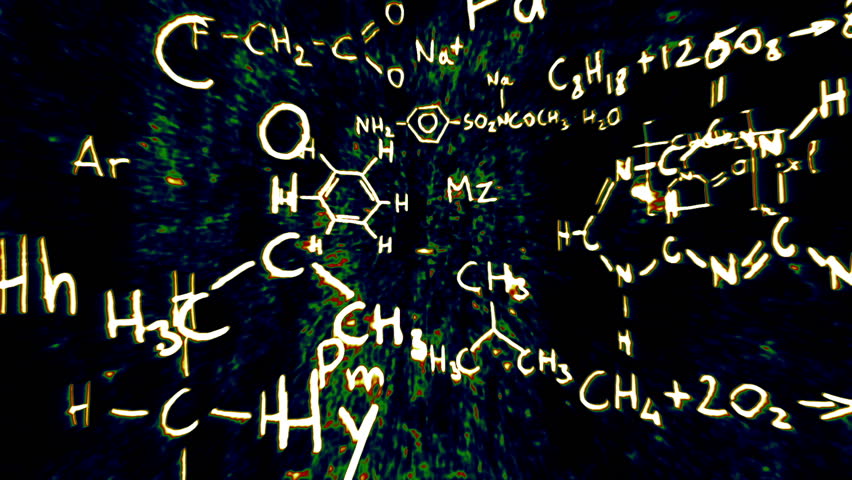 Высшая математика в химии. Химические формулы. Доска с химическими формулами. Красивая химия. Физические формулы на доске.